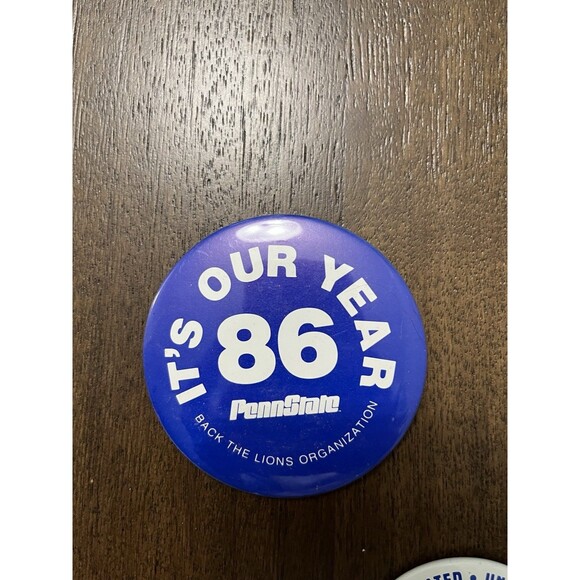 3 VTG Penn State 1986 Fiesta Bowl Buttons Pins vs Miami Hurricanes CHAMPS PSU - Picture 2 of 5